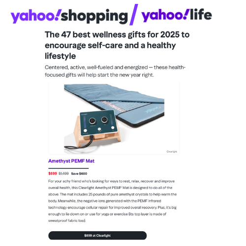 Clearlight PEMF Infrared Mat in Top Self-Care & Health Lifestyle Gifts