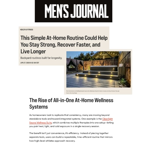 Clearlight® Sauna Stars and Clearlight® Sauna Integrated Wellness Suite Featured in Men’s Journal Longevity Article