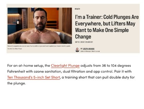Men’s Journal Recommends the Clearlight® Plunge for Smarter Cold-Plunge Timing
